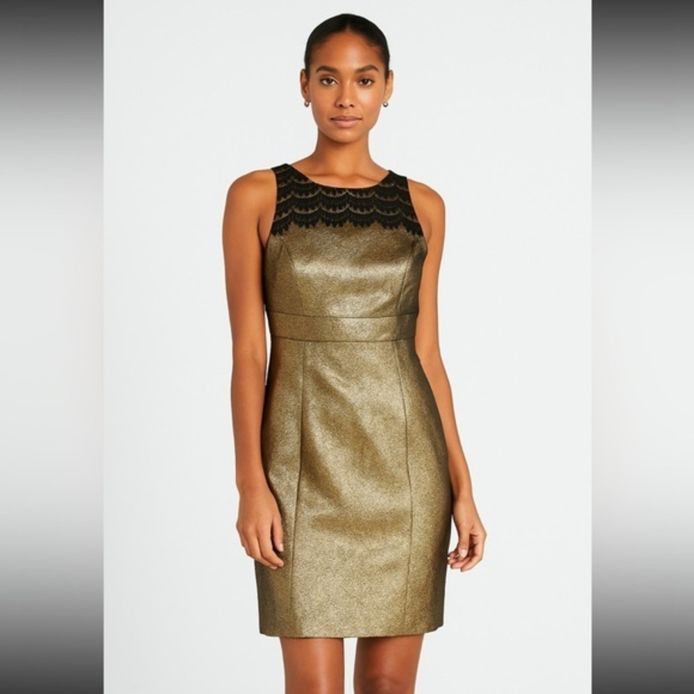 TRINA TURK gold/ black draw size 4 NWT- perfect Holiday Dress !!!!! Gold -